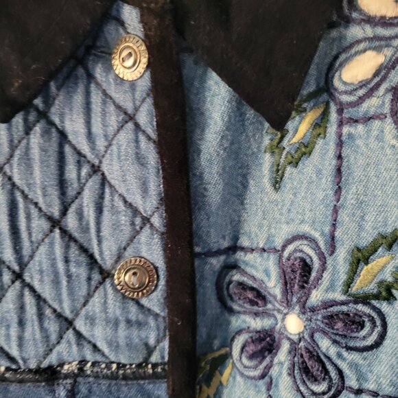 Vintage Sara Studios Women’s Plus 3x 100% Cotton Blue Denim Embroidered 90s - Picture 2 of 7